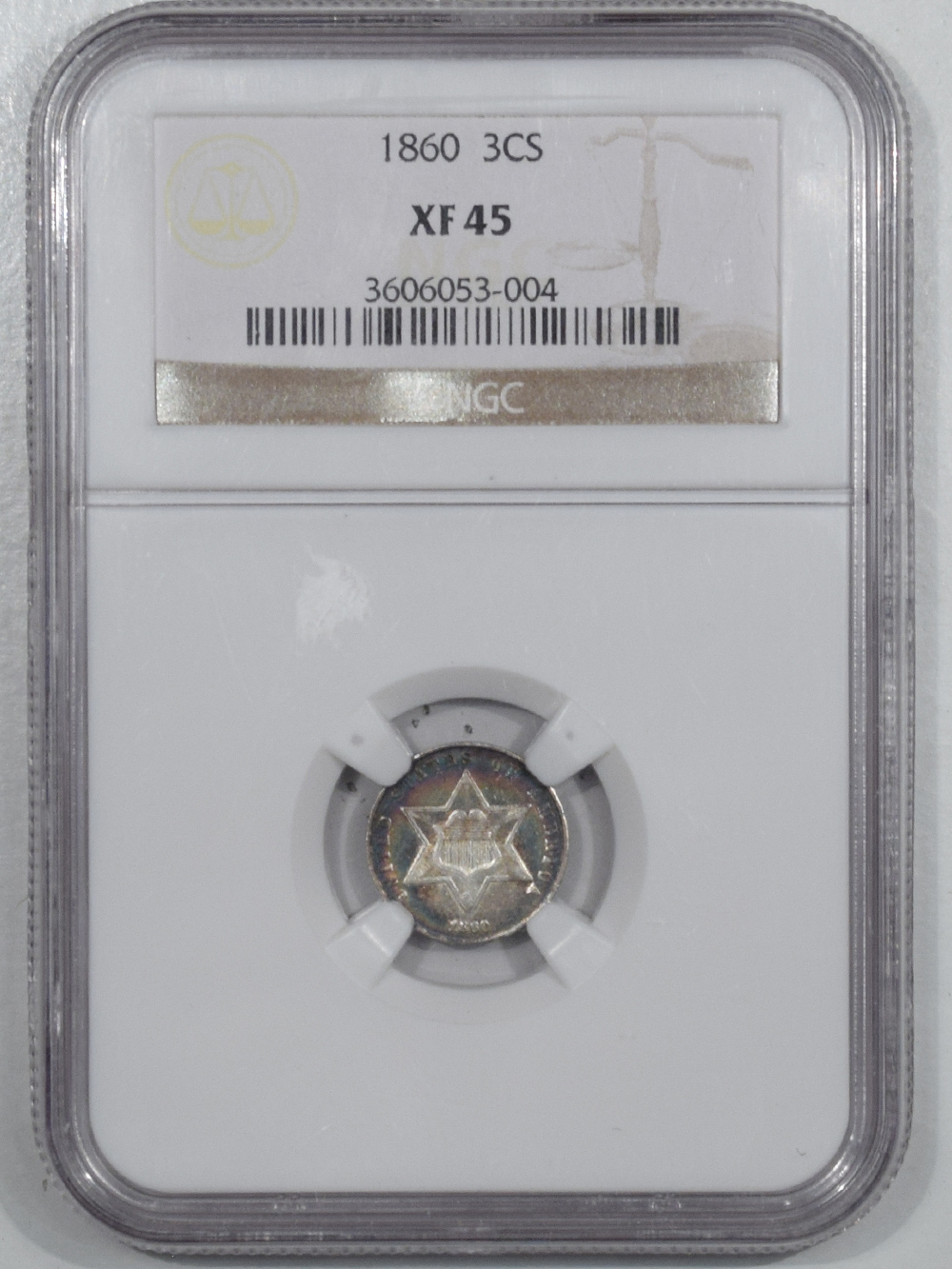 1860 THREE CENT SILVER - NGC XF-45 GORGEOUS!