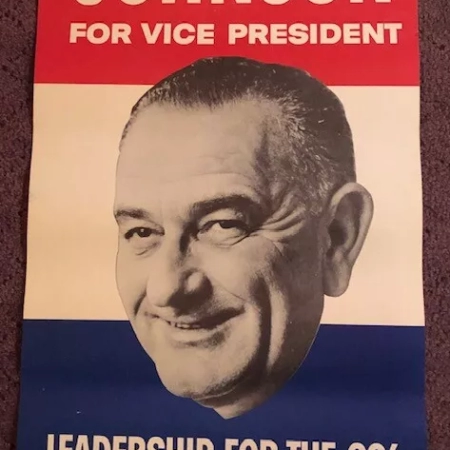 Other Collectibles 1960 JOHNSON FOR VICE PRESIDENT LEADERSHIP FOR THE 60S 13.5″ x 20.5″ POSTER RARE