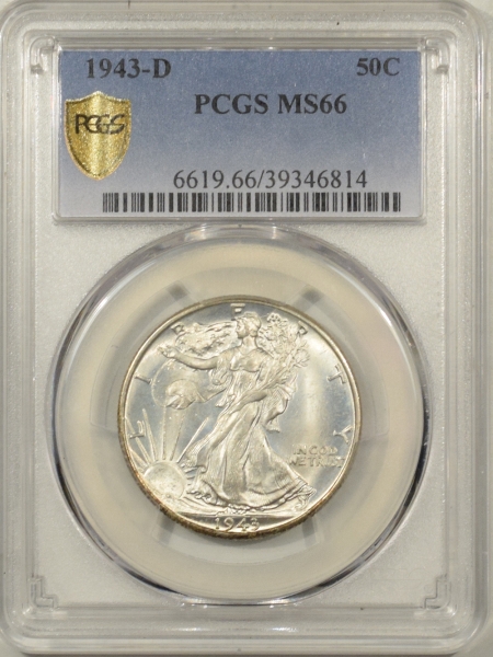 New Certified Coins 1943-D WALKING LIBERTY HALF DOLLAR PCGS MS-66, FRESH FLASHY!