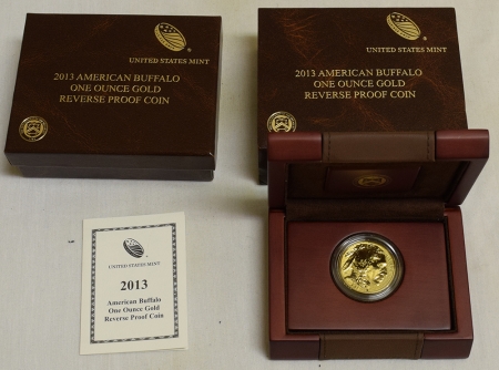 American Gold Eagles, Buffaloes, & Liberty Series 2013-W REVERSE PROOF $50 1 OZ .9999 GOLD BUFFALO, FRESH GEM W/ BOX & COA, SUPERB