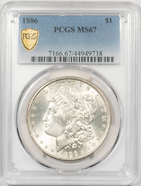 Morgan Dollars 1886 $1 MORGAN DOLLAR – PCGS MS-67, FRESH LUSTER & PRETTY!