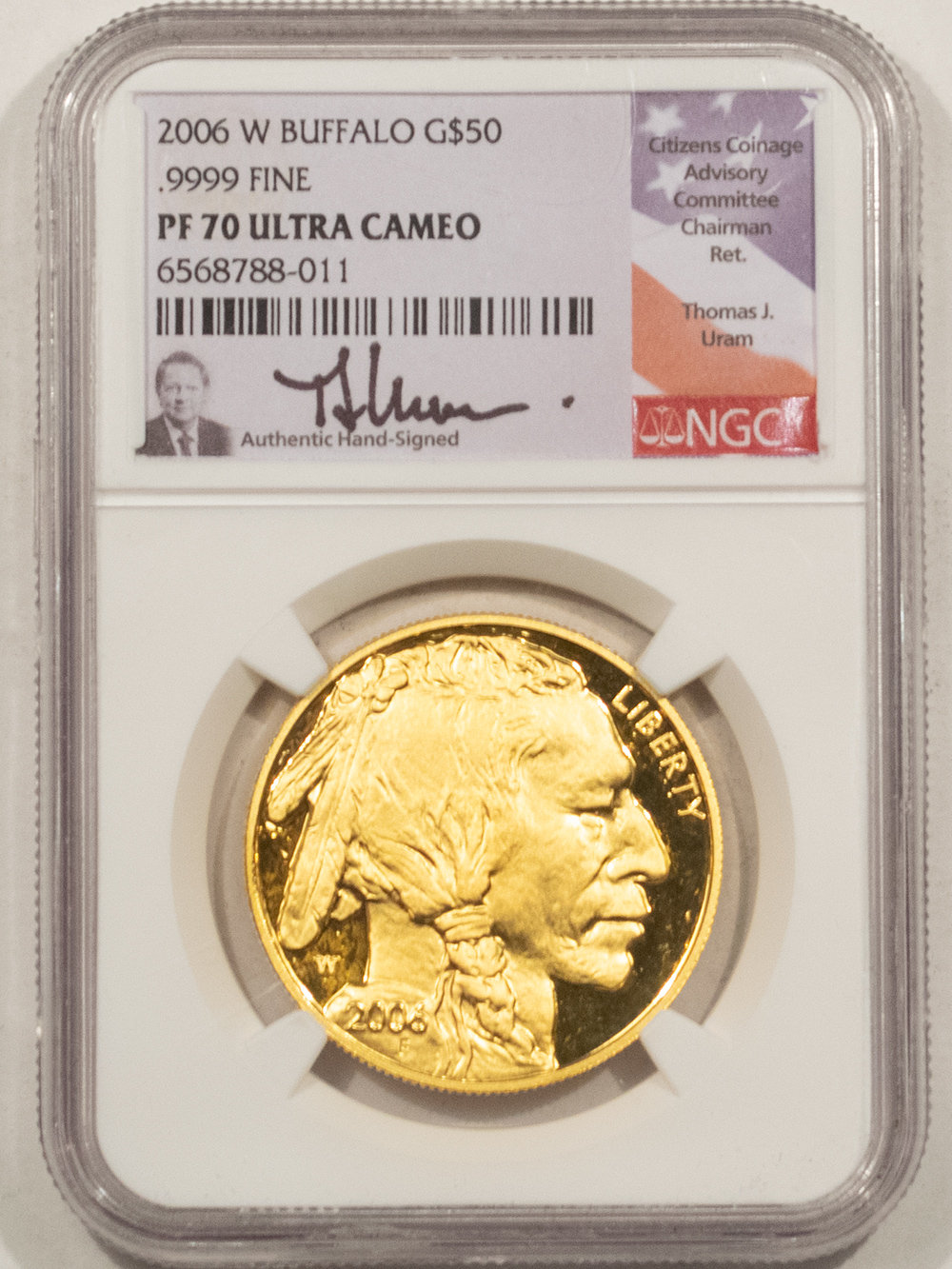 2006-W $50 1 OZ PROOF AMERICAN GOLD BUFFALO .9999 FINE - NGC PF-70