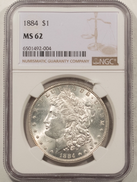 Morgan Dollars 1884 MORGAN DOLLAR – NGC MS-62, WHITE!