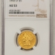 $5 1844-D $5 LIBERTY HEAD GOLD – NGC AU-55, SCARCE, ORIGINAL! DAHLONEGA MINT!