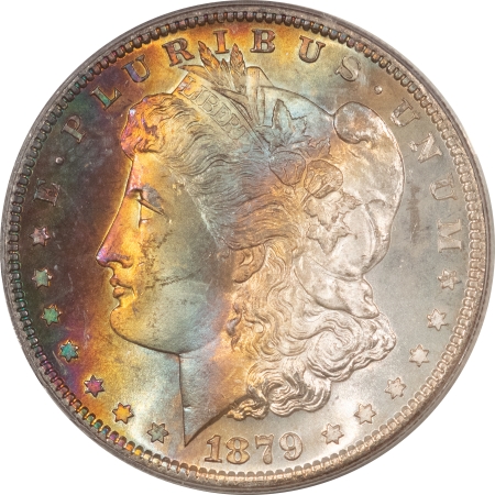 Morgan Dollars 1879-S MORGAN DOLLAR – PCGS MS-65, GORGEOUS COLOR, PQ! OLD GREEN HOLDER!