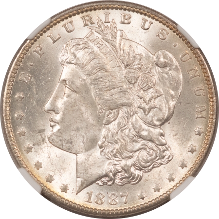 Morgan Dollars 1887-O MORGAN DOLLAR – NGC MS-62, BLAST WHITE