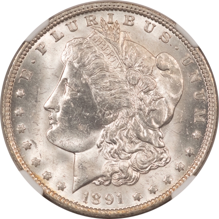 Morgan Dollars 1891-O MORGAN DOLLAR – NGC MS-62, BLAST WHITE & FLASHY!