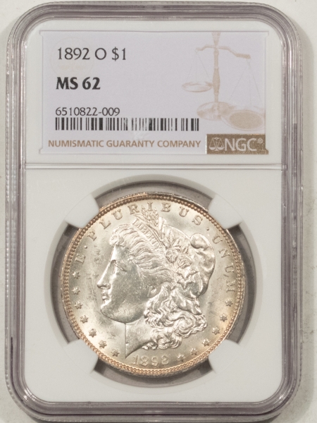 Morgan Dollars 1892-O MORGAN DOLLAR – NGC MS-62 WHITE & LUSTROUS