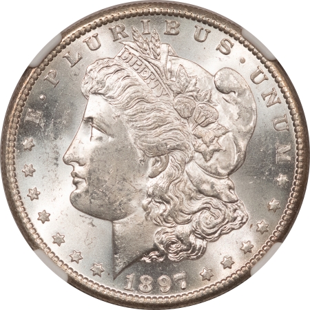 Morgan Dollars 1897-S MORGAN DOLLAR – NGC MS-61, BLAST WHITE & WELL STRUCK!