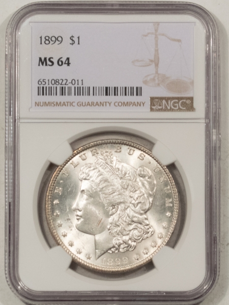 Morgan Dollars 1899 MORGAN DOLLAR – NGC MS-64, FRESH WHITE & NEAR GEM!