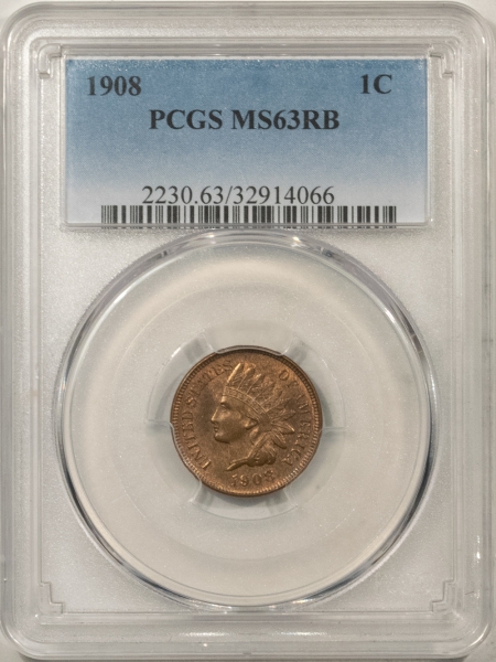 Indian 1908 INDIAN CENT – PCGS MS-63 RB