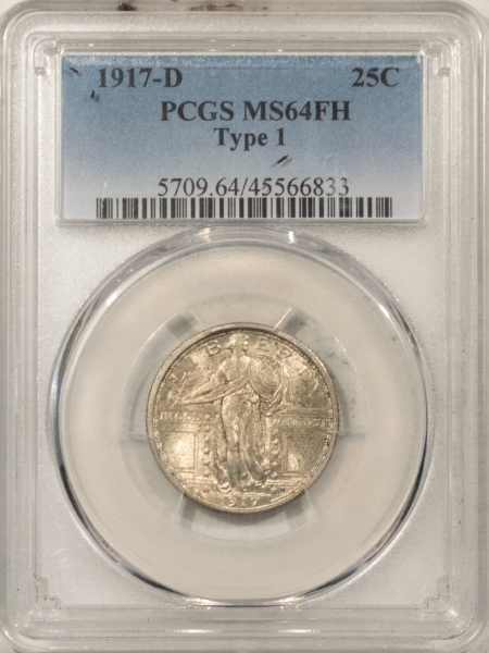 New Certified Coins 1917-D STANDING LIBERTY QUARTER, TYPE I – PCGS MS-64 FH, FRESH, PREMIUM QUALITY!