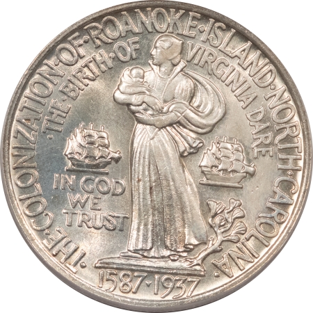 New Certified Coins 1937 ROANOKE COMMEMORATIVE HALF DOLLAR – PCGS MS-64, WHITE! LOOKS GEM!