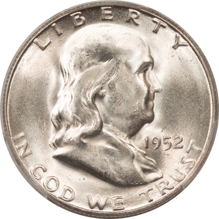 Franklin Halves 1952-S FRANKLIN HALF DOLLAR – PCGS MS-64, SO CLOSE TO FBL! PREMIUM QUALITY!