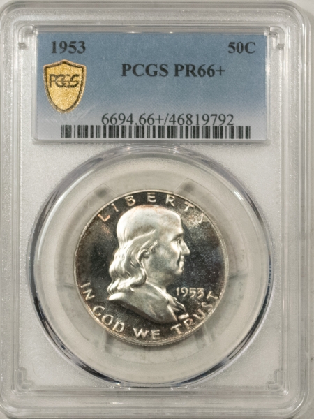 Franklin Halves 1953 PROOF FRANKLIN HALF DOLLAR – PCGS PR-66+ LOOKS SUPERB & NEARLY CAMEO