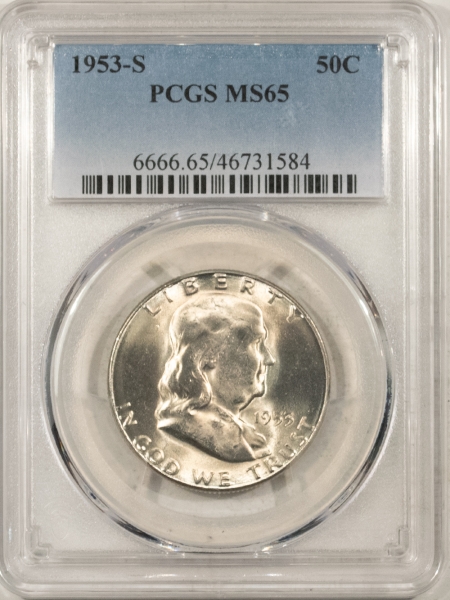 Franklin Halves 1953-S FRANKLIN HALF DOLLAR – PCGS MS-65, WHITE GEM