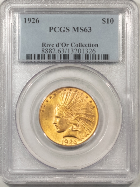 $10 1926 & 1932 $10 INDIAN GOLD EAGLES – PCGS MS-63, RIVE D’OR COLLECTION, BOX & COA