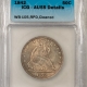 Half Dimes 1860 HALF DIME, ICG AU-58, ORIGINAL TONED & VERY NEARLY UNCIRCULATED!