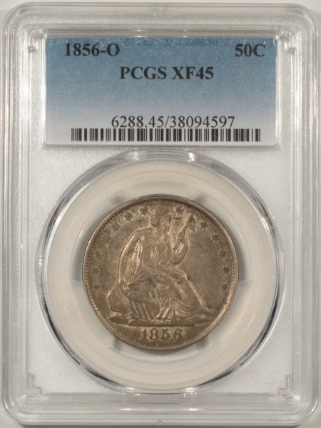 Liberty Seated Halves 1856-O LIBERTY SEATED HALF DOLLAR – PCGS XF-45, ORIGINAL, NICE!