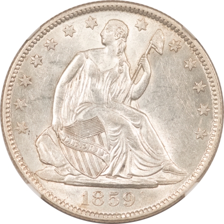 Liberty Seated Halves 1859-O LIBERTY SEATED HALF DOLLAR – NGC AU-58, FLASHY & LOOKS UNCIRCULATED!