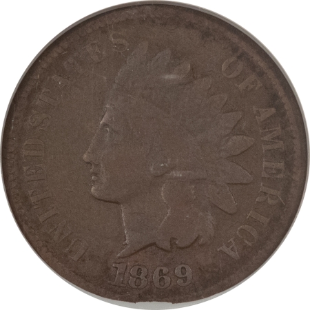 Indian 1869/69 INDIAN HEAD CENT – ANACS G-6, REPUNCHED DATE, S-3