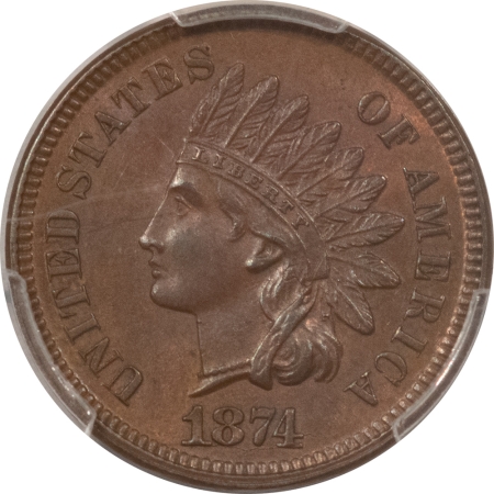 Indian 1874 INDIAN CENT – PCGS MS-62 BN, CHOICE!