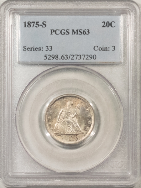 New Certified Coins 1875-S TWENTY CENT PIECE – PCGS MS-63, FRESH & FLASHY!