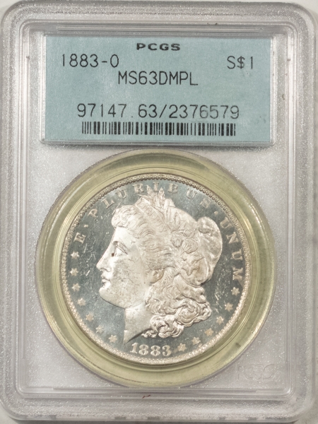 Morgan Dollars 1883-O MORGAN DOLLAR – PCGS MS-63 DMPL, OLD GREEN HOLDER & PREMIUM QUALITY!