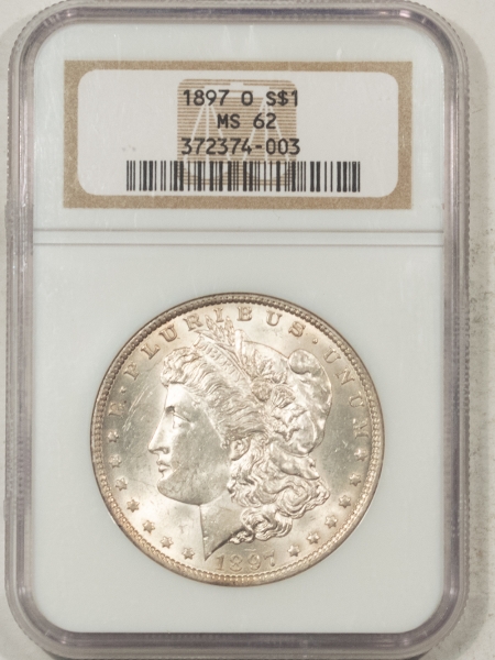 Morgan Dollars 1897-O MORGAN DOLLAR – NGC MS-62, FLASHY & WELL STRUCK!