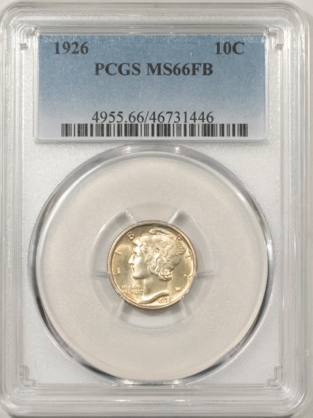 Mercury Dimes 1926 MERCURY DIME – PCGS MS-66 FB, ORIGINAL AND SUPERB!