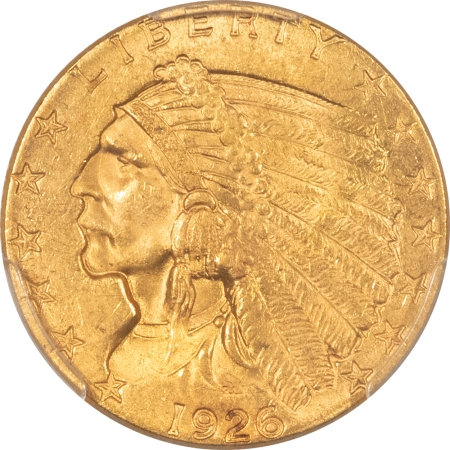 $2.50 1926 $2.50 INDIAN HEAD GOLD – PCGS MS-64, LUSTROUS & PLEASING!