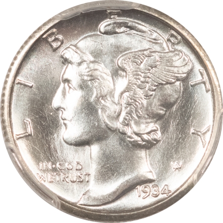 Mercury Dimes 1934-D MERCURY DIME – PCGS MS-66, WHITE HEADLIGHT, SUPERB!