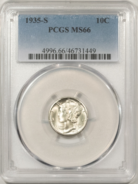 Mercury Dimes 1935-S MERCURY DIME – PCGS MS-66, ORIGINAL WHITE & PRISTINE!