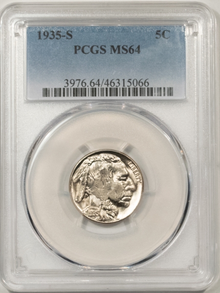 Buffalo Nickels 1935-S BUFFALO NICKEL – PCGS MS-64, BLAZING LUSTER!