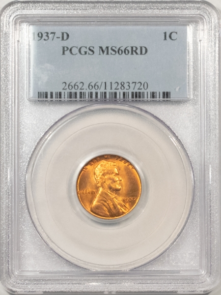 Lincoln Cents (Wheat) 1937-D LINCOLN CENT – PCGS MS-66 RD