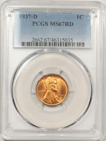 Lincoln Cents (Wheat) 1937-D LINCOLN CENT – PCGS MS-67 RD, SUPERB GEM!