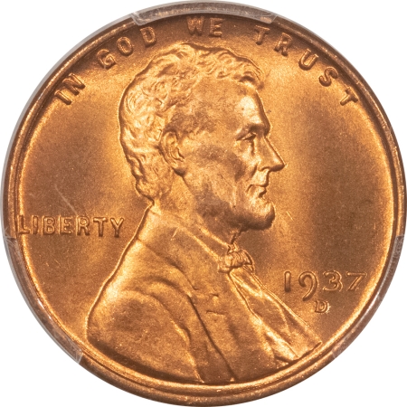 Lincoln Cents (Wheat) 1937-D LINCOLN CENT – PCGS MS-67 RD, SUPERB GEM!