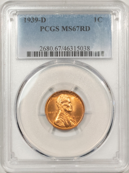 Lincoln Cents (Wheat) 1939-D LINCOLN CENT – PCGS MS-67 RD