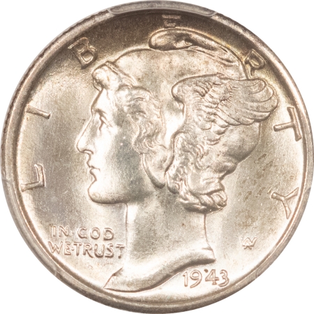 Mercury Dimes 1943-D MERCURY DIME – PCGS MS-66 FB, FRESH ORIGINAL WHITE!