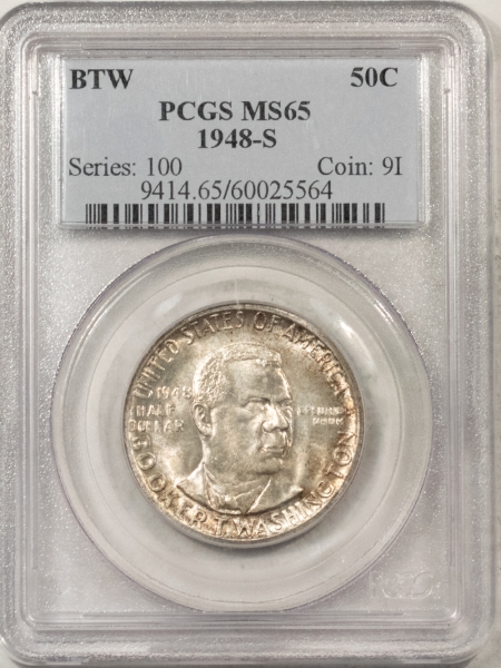 New Certified Coins 1948-S BTW COMMEMORATIVE HALF DOLLAR – PCGS MS-65, FRESH LUSTROUS GEM & PQ!