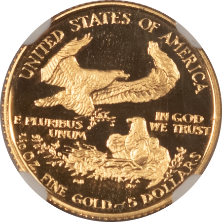 American Gold Eagles, Buffaloes, & Liberty Series 1988-P PROOF 1/10 OZ $5 AMERICAN GOLD EAGLE – NGC PF-70 ULTRA CAMEO, PERFECT!