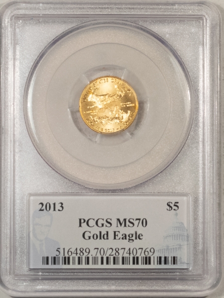 American Gold Eagles, Buffaloes, & Liberty Series 2013 1/10 OZ $5 AMERICAN GOLD EAGLE PCGS MS-70 PHILIP DIEHL SIGNATURE SERIES!