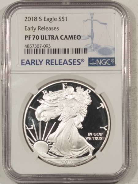 American Silver Eagles 2018-S 1 OZ PROOF AMERICAN SILVER EAGLE NGC PF-70 ULTRA CAMEO EARLY RELEASES!