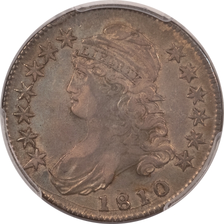 Early Halves 1810 CAPPED BUST HALF DOLLAR – PCGS XF-40, NICE ORIGINAL!