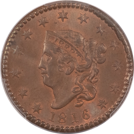 CAC Approved Coins 1816 CORONET HEAD LARGE CENT – PCGS MS-65 BN, PRISTINE, PQ & CAC APPROVED!