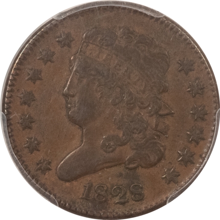 Classic Head Half Cents 1828 CLASSIC HEAD HALF CENT, 13 STARS, PCGS XF-40, NICE ORIGINAL