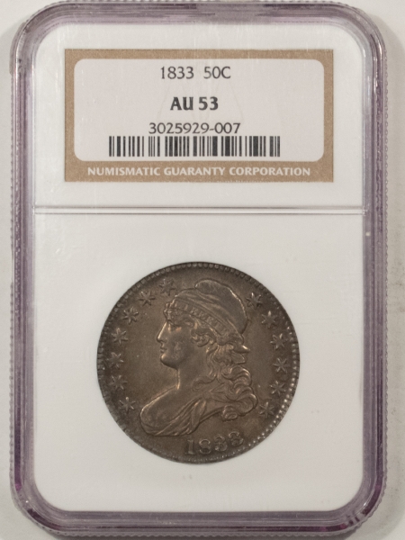 Early Halves 1833 CAPPED BUST HALF DOLLAR – NGC AU-53