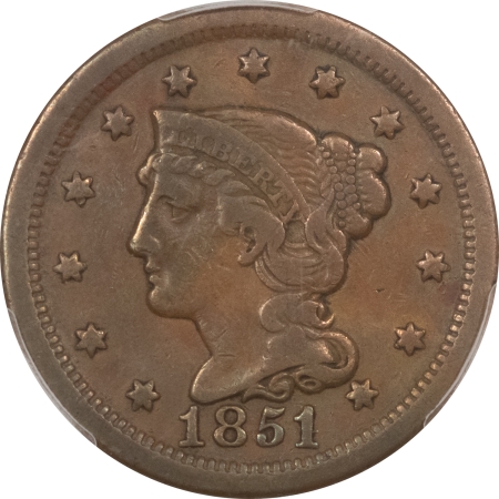 Braided Hair Large Cents 1851/81 BRAIDED HAIR LARGE CENT – PCGS VF-20, TOUGH OVERDATE