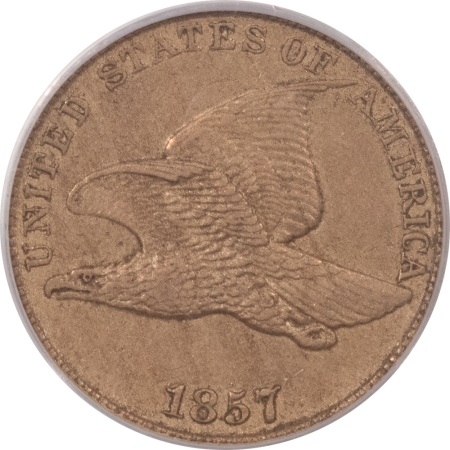 Flying Eagle 1857 FLYING EAGLE CENT – PCGS AU-50, NICE SMOOTH ORIGINAL