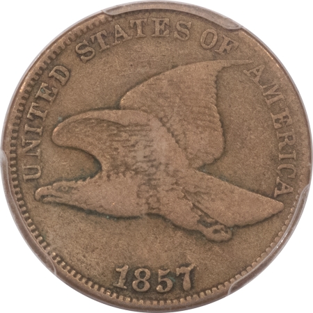 Flying Eagle 1857 FLYING EAGLE CENT, FS-401B OBVERSE OF 1856, SNOW 2 – PCGS VF-20, TOUGH!